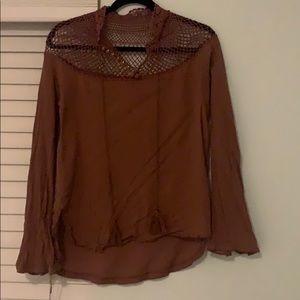 Free People purple / brown long sleeved shirt